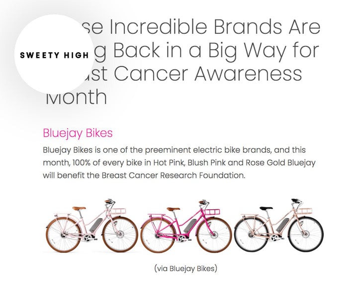 Every pink bike sold will benefit the Breast Cancer Research Foundation.