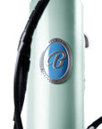 Close-up of bluejay e-bikes logo on Mint Green e-bike