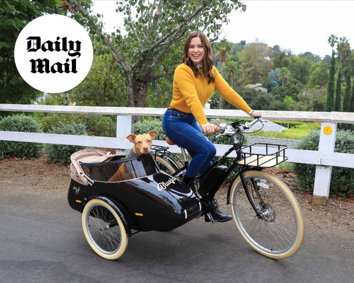 Sophia Bush beams as she cruises around with her beloved rescue dog Maggie on her Bluejay electric bicycle in LA