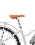 Cose-up view of rear wheel and saddle of Bluejay e-bike