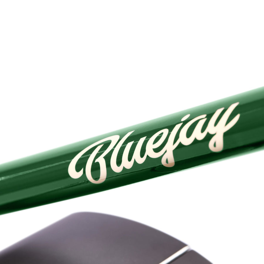 Close-up of Bluejay Premiere Edition e-bike in British Racing Green