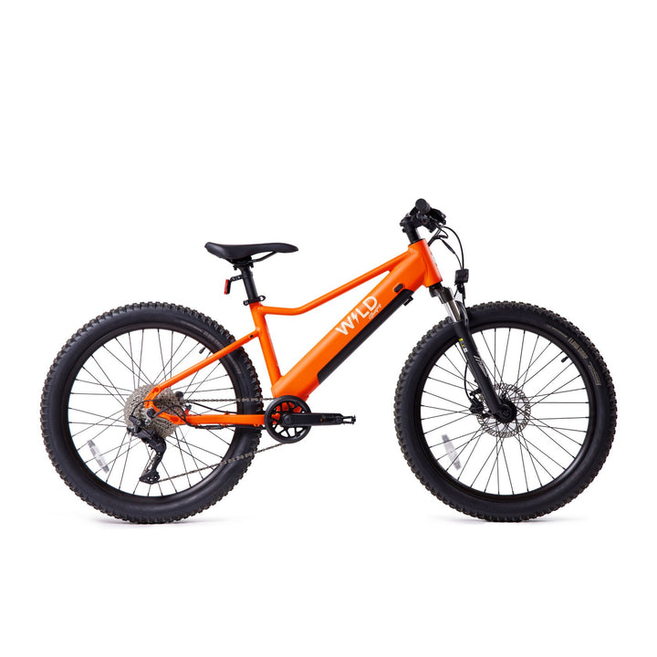 New Bluejay Wild Electric Orange Kids Electric Bike Electric Orange Large Height Range 4 10 5 10 58 70 inches