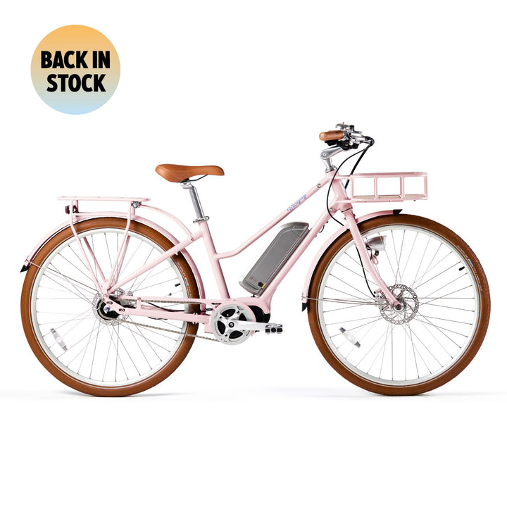 Bluejay Premiere Edition e-bike in Blush Pink 