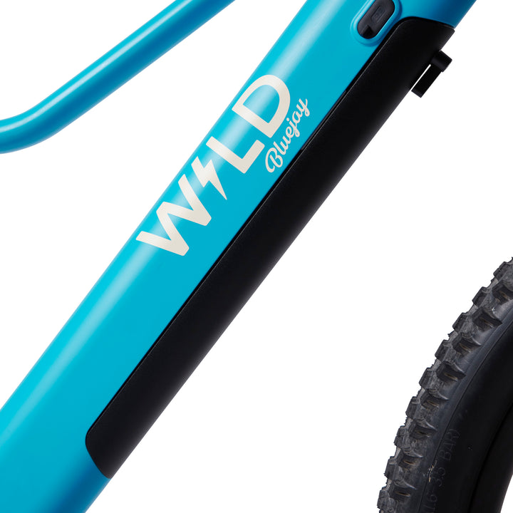 Bluejay WILD Kids' electric bike e-bike logo close-up 