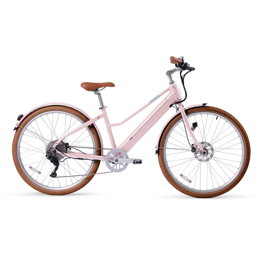 damen e bike retro Bluejay Premiere Lite - Blush Pink Electric Bike, Blush Pink / Small 5'0"