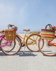 colorful electric bikes parked on beach - Bluejay