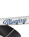 Bluejay Premiere Edition electric bike White e-bike logo close-up