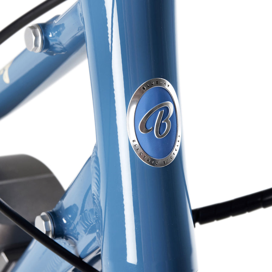 Bluejay Premiere Edition electric bike blue e-bike close-up 