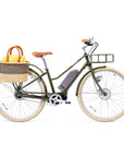 Bluejay Premiere Edition electric bike Olive Green e-bike with Bolga Basket