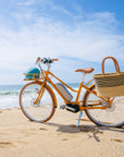 Bluejay Premiere Edition electric bike Golden Yellow e-bike with rear Bolga basket