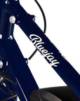 Bluejay Premiere Edition electric bike Navy Blue e-bike logo close-up